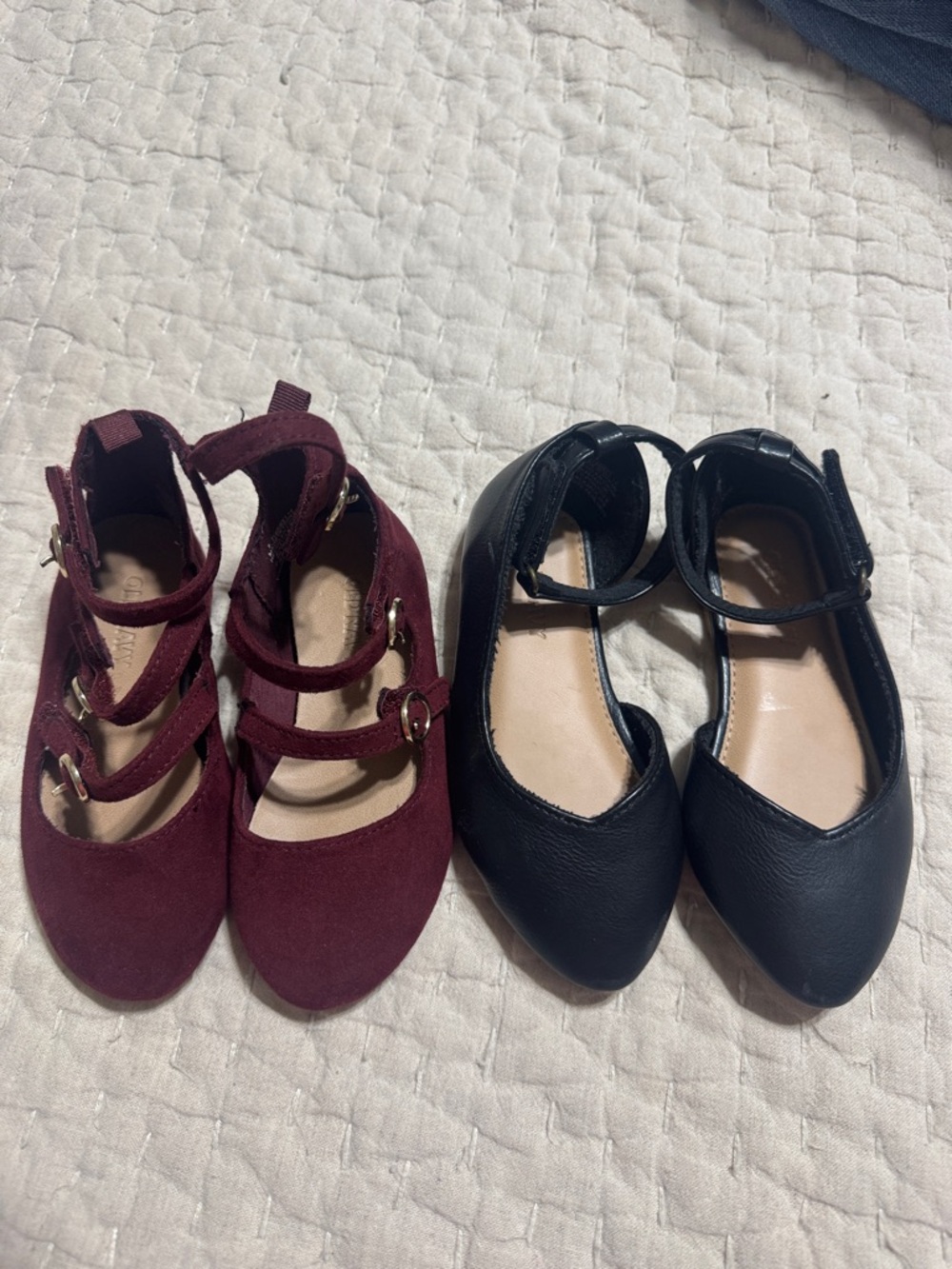 Old Navy Girls Burgundy and Black Double-Strap Ballet Flats